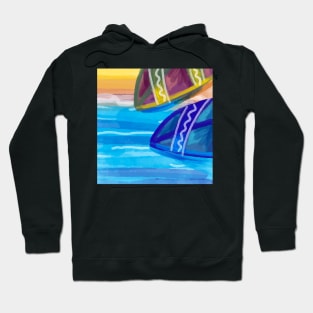 Pretty Watercolor Surfboards Hoodie